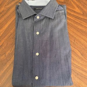 Nautica Blue Casual Button Up